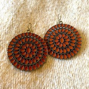 Lucky Brand Boho large statement earrings. Rust colored- 2”